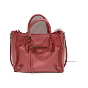 BALENCIAGA Paper Handbag Pink Leather